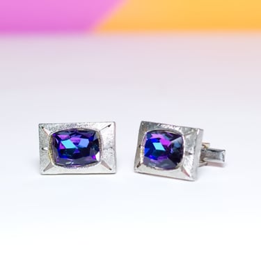 Vintage 1950s Purple Stone Cuff Links 