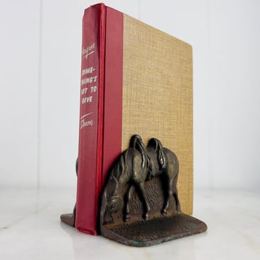 Vintage Horse Bookends or Door Stops brass coloured cast iron vintage home decor book shelf decor gift for book lover 