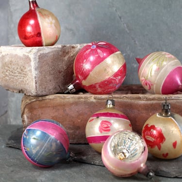 x Vintage Mercury Glass Polish Christmas Ornaments | Set of 7 | Vintage Christmas Ornaments 
