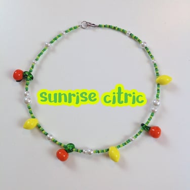 Sunrise Citric Beaded Choker & Bracelet | Fruity Orchard Jewelry 