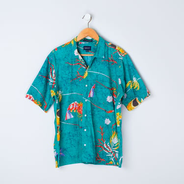 Vintage 90s Tropical Fish & Lobsters Hawaiian Shirt - 