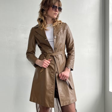 Pecan Leather Trench (M)