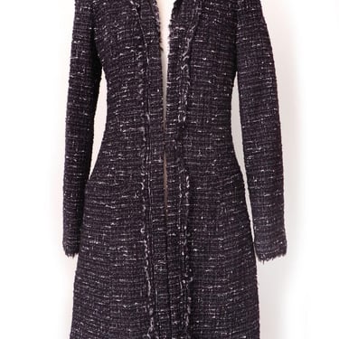 Guess By Marciano Made In ITALY Black Wool Mid Length Coat Fitted Designer Jacket, White Speckles, 3/4 length, Y2K vintage 