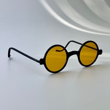 1920's-30's Sunglasses - Original Yellow Glass Lenses - Delicate Small Frames - Unisex 