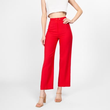 XS 70s Coral Red High Waisted Pants 24