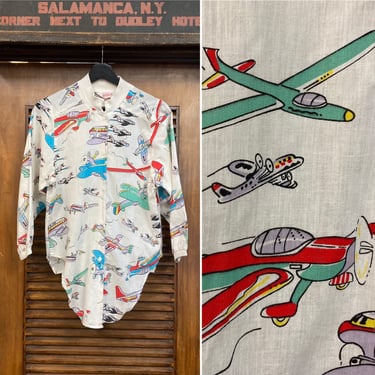 Vintage 1980’s Airplane Cartoon Pop Art New Wave Shirt Top, 80’s New Wave Blouse, Vintage Cartoon Print, Pop Art, Vintage Clothing 