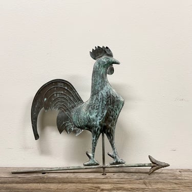 Rooster Weathervane | Chicken Bird Weather Vane | Rustic Rusted Patina Copper Turquoise Verdigris | Modern Farmhouse French Style 