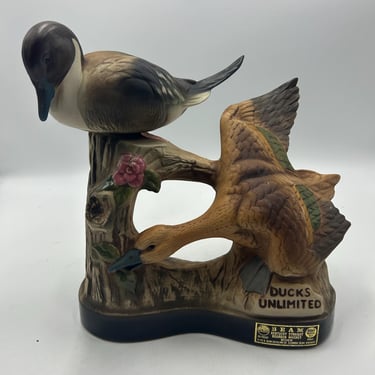 Vintage Jim Beam Ducks Unlimited Decanter, Pintail Duck, 1985 Retro Bar Barware, Collectible Straight Bourbon Whiskey Liquor Bottle 