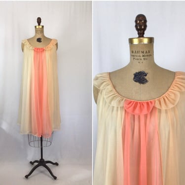 Vintage 60s nightgown | Vintage tri tone chiffon nightdress | 1960s Vanity Fair negligee 
