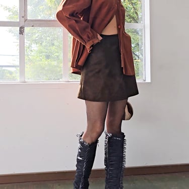 Coffee Suede Miniskirt (XS)