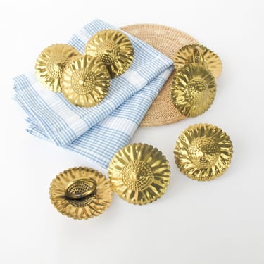 NEW - Set of 8 Brass Sunflower Napkin Holders 
