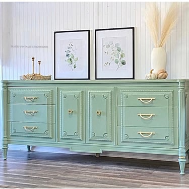 Gorgeous Mid Century Sage Green Sideboard, Buffet Cabinet, Dresser, Tv Stand, Cabinet 
