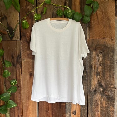 Vintage 80s Thrashed Distressed Blank White T shirt single