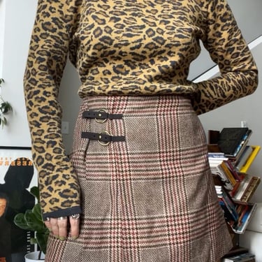 VTG 90s Plaid Mini Wool Wrap Skirt 