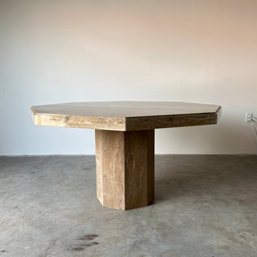 1980s Organic Postmodern - Style Italian Octagonal Travertine Dining Table 