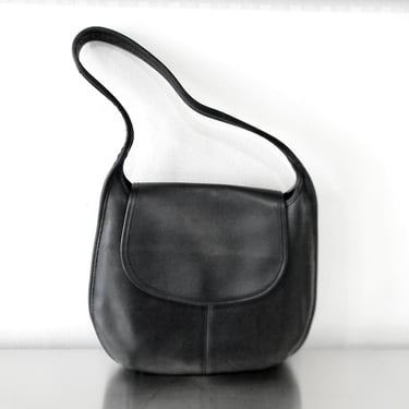 90s Coach Black Leather Ergo Flap Bag, Refurbished Vintage Coach Shoulder Bag, Iconic Coach Handbag, Made in America 