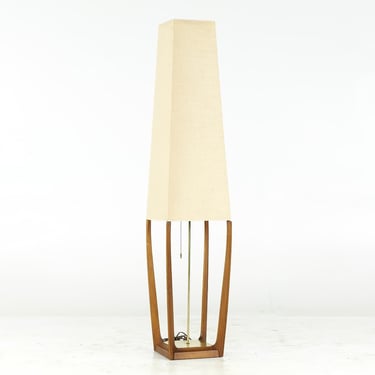 Modeline Style Mid Century Walnut and Brass Floor Lamp - mcm 