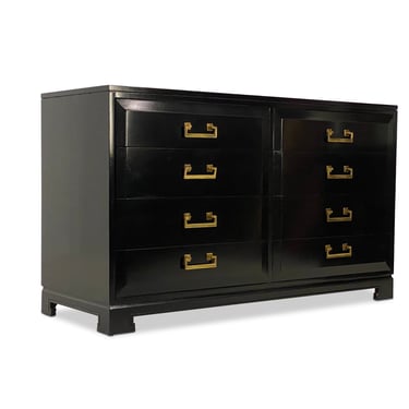 Black Lacquer 8 Drawer Dresser by Rockford National Co., Circa 1950s - *Please ask for a shipping quote before you buy. 