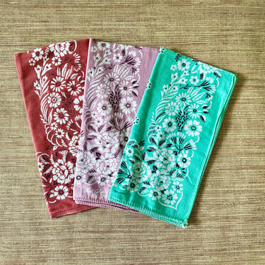Vintage Bandana - Fast Color All Cotton RN 14193 - Pink Green Red - Sold Individually 