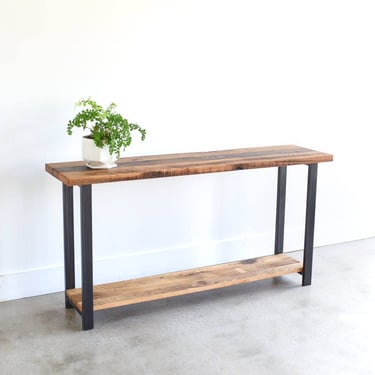Quick Ship Console Table with Lower Shelf / Reclaimed Wood Sofa Table 