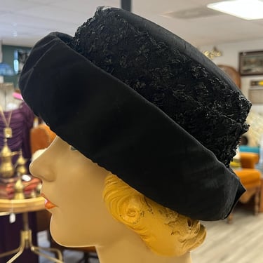 black silk hat 1950s folded brim cap 