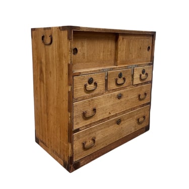 Free shipping within continental US - Antique Japanese Ko Tansu Small Chest Solid Kiri Wood Original Hardware 