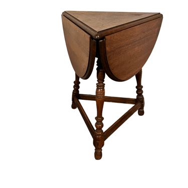 Antique Wood Drop Leaf Trefoil Side Table LB151-6