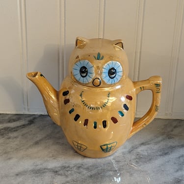 Small Vintage Lusterware Owl Teapot 