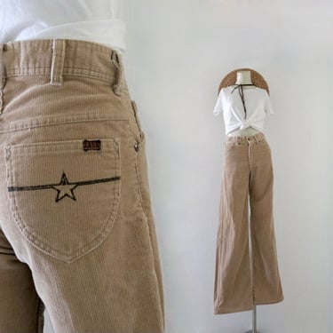 rare 70's honey corduroy H.A.S.H bell bottoms - 27 