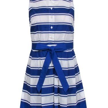 Milly - Sapphire Blue &amp; White Striped Dress w/ Belt Sz 4