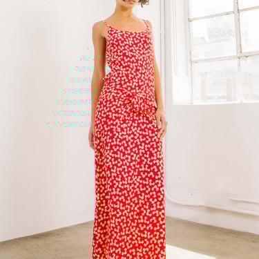 1980s Chloe Floral Printed Silk Dress