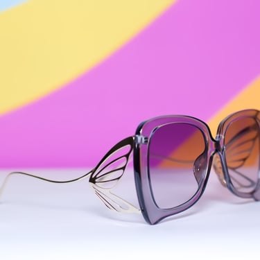 70s Flutter Retro Gray Oversized Butterfly Sunglasses Vintage 70s Inspired 