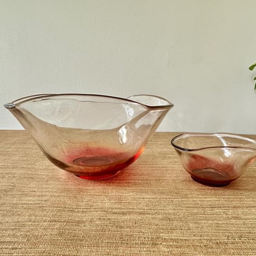 Vintage Glass Ruby Dip and Chip Salad Set by Indiana Glass 