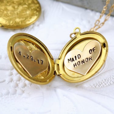 Maid of Honor Gift, Personalized Locket Necklace, Will You Be My Bridesmaid, Matron of Honor Proposal, Flower Pendant 
