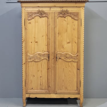 Antique Circa 1870 French Provincial Pine Wedding Armoire