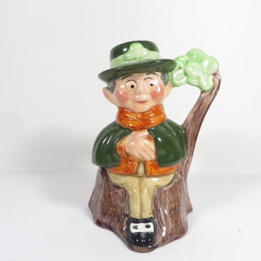 Vintage Green Ceramic Leprechaun Toby Jug - Sylvac Ceramics St. Patrick's Day Leprechaun 