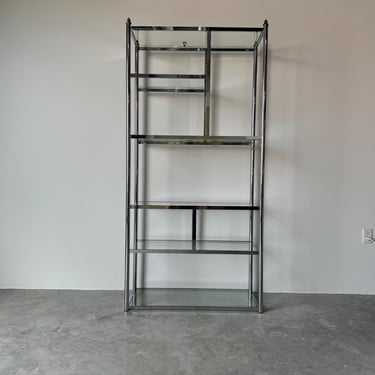 Mid-Century Milo Baughman Style  Six- Tier Chrome  and Glass   Etagere 