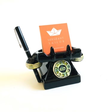 Ceramic Telephone Business Card Holder 