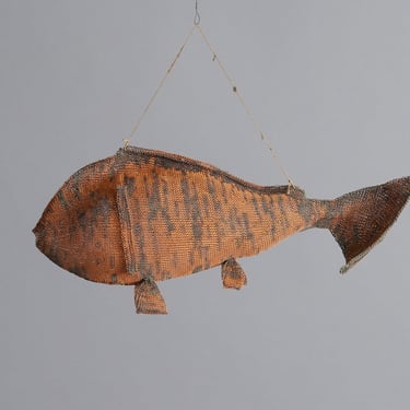 Small Tiger Stripe Knit Steel Ceremonial Fish from the Island of Sumba