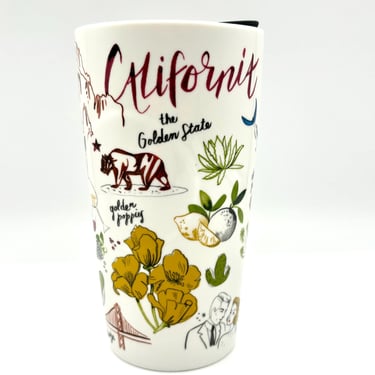 Discontinued Ceramic California State Travel Tumbler/Cup with lid by Starbucks by LeChalet