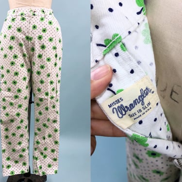 1960s Daisy & Dots Wrangler Slim Fit Pants, Vintage Misses Wrangler, 60s Mod Pants, Vintage Boho Hippie, 29