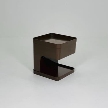 Space age brown side table or mini bar  by flair for Prisunic. Molded plastic, 1980s 