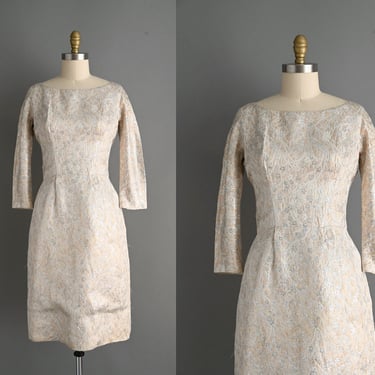 1950s vintage dress | Suzy Perette Silver Metallic Dress | Size Medium | 