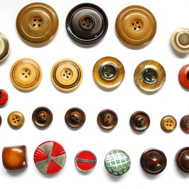 30 1930s - 1940s Tight Top Celluloid Vintage Button Collection Unique Shapes 3/8” - 1.5” 