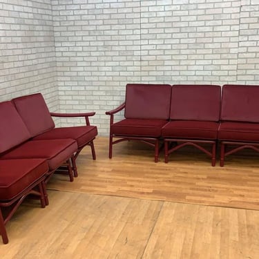 Vintage Mid Century Asian Style 7 Piece Modular Sectional Sofa Set by John Wiser for Ficks Reed