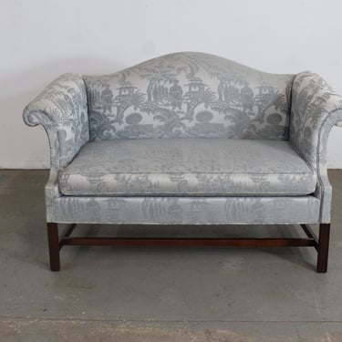 Vintage Chippendale Chinese Camelback Love Seat/Sofa by Hickory Chair Co 