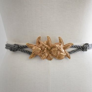 1980s Starfish Gray Silk Cord Tie Belt 