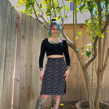 Y2K 2000’s Stretchy Black Pencil Skirt with Dots 