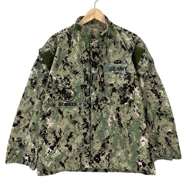 USN Navy Seabees Digital Camo Blouse Shirt Jacket Sz Medium