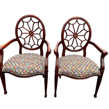 Pretty pair of Vintage spider back arm chairs - made in Italy. 